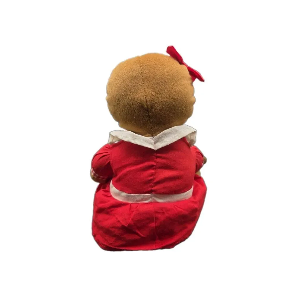 Musical Plush Gingerbread Girl Holiday Decoration Sings We Wish You A Merry